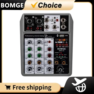 Bomge Professional Audio Mixer aus 4 Kanälen, Schallplatten, Mischkonsole, Digital, USB, Bluetooth, Eco -Verzögerungseffekt, 48 -V -Phantomeingang 8 Hauptverkauf Digitalkonsolen Mix Professional - №4