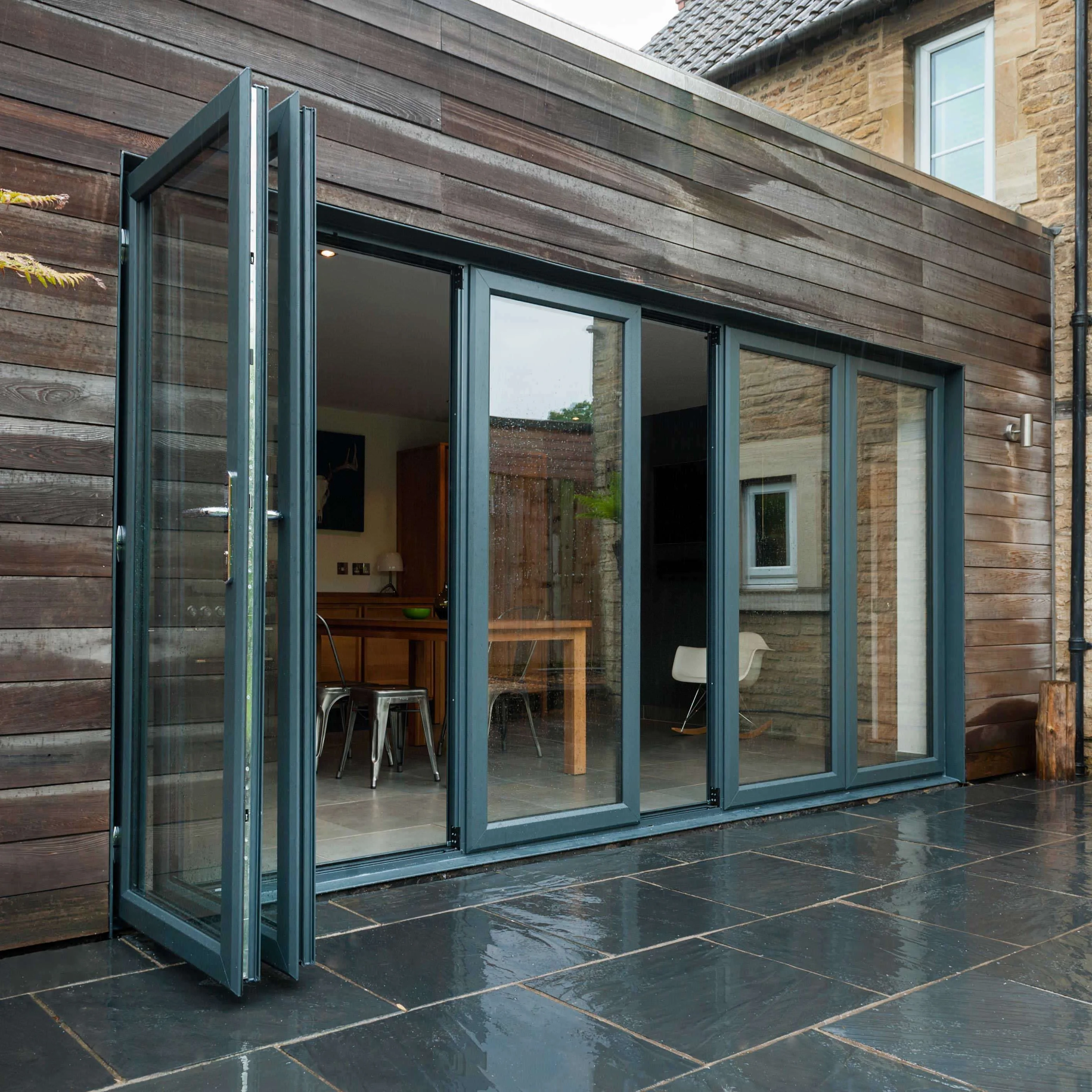 Customization Exterior Bi-fold Terrace Folding Doors French Aluminium Double Low-e Sliding Folding Door