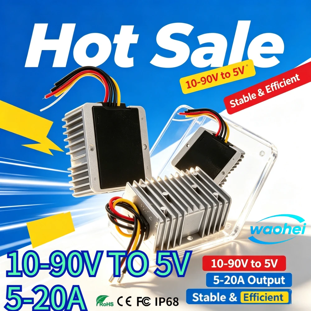 72V 60V 48V 36V 24V 12V to 5V 20A 10A 5A DC Buck Power Converter Step Down Voltage Regulator 72Volt to 5 Volt Waterproof CE ROHS