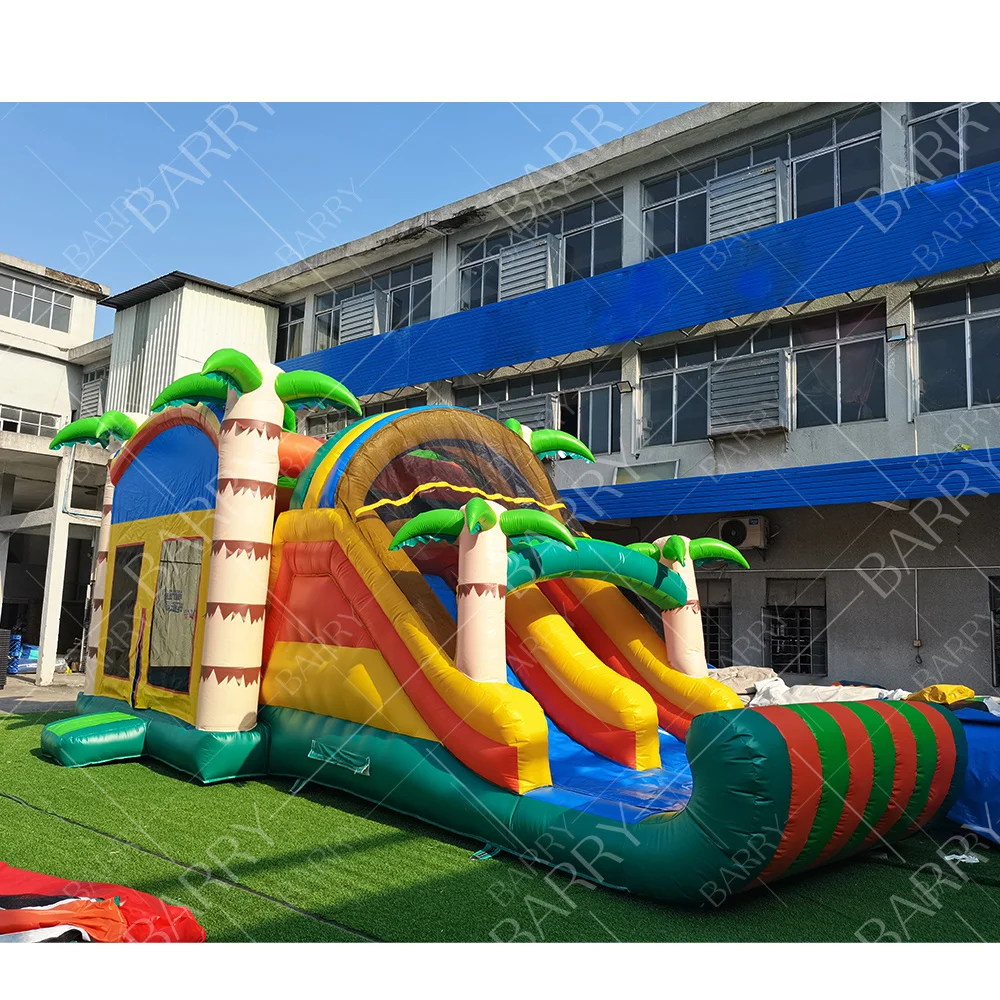 

Hot Sale Small Jungle Inflatable Bouncer Castle for Kids Palm Tree Inflatable House Party Jump Bouncing and Slide Combo Outdoor