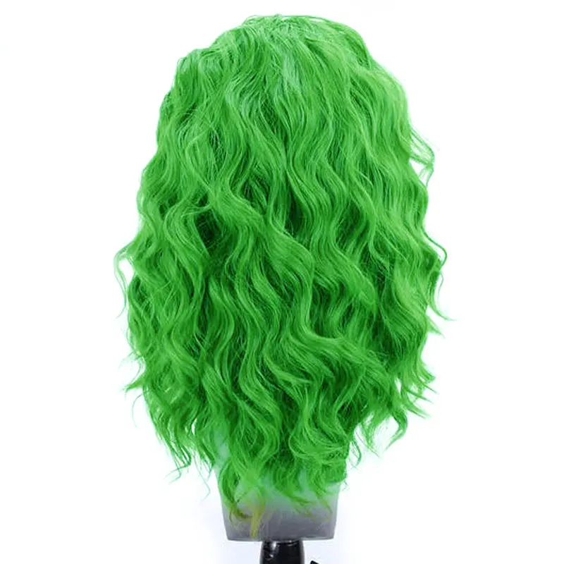 Bright Green Water Wave Synthetic 13X4 Lace Front Wigs High Quality Heat Resistant Fiber Hair Natural Hairline For Women Cosplay