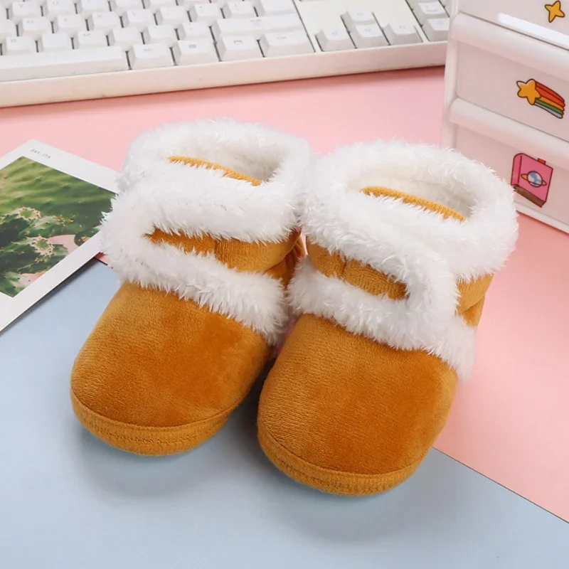 

Baby Boots Autumn Winter Newborn Baby First Walkers Infant Cotton Snow Boots Multicolor Solid Warm Plush Warm Boots 0-18M