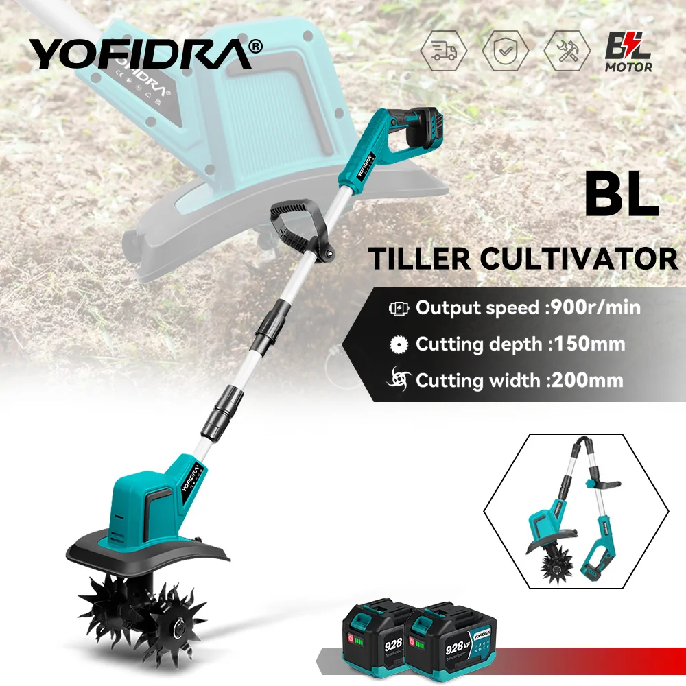 Cortacésped eléctrico sin escobillas para cultivo de suelo, herramienta de jardín para pasadores de batería Makita de 18V