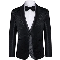 Luxury Men Business Banquet Silk Polyester Jacquard Suit Slim Fit Jacket Fashion Men's Wedding Prom Party Dress Blazers Coats