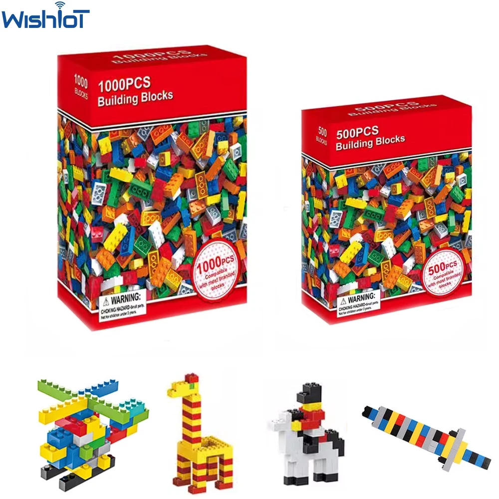 

500/1000PCS Building Blocks Bulk Set City Classic Bricks Colorful DIY Creative Educational Assemble Toy For Kids Christmas Gift