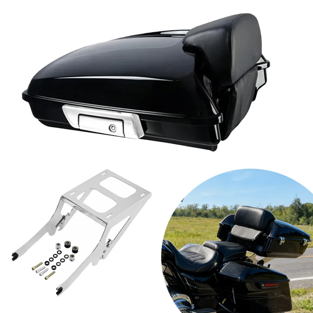 

Razor Tail Box Top Case Box Moto Tour Pak Pack With Luggage Rack For Street Bob Softail Standard FXST FLSL FLDE 114 FLHCS 18-25