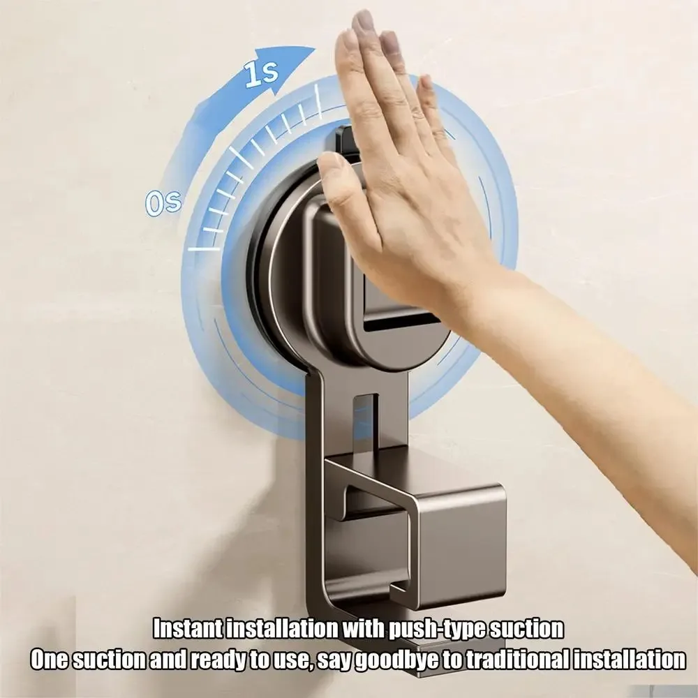 

New Strong Load Bearing Capacity Washbasin Hook ABS Suction Cup Wall Mounted Grey Towel Hanger Bathroom