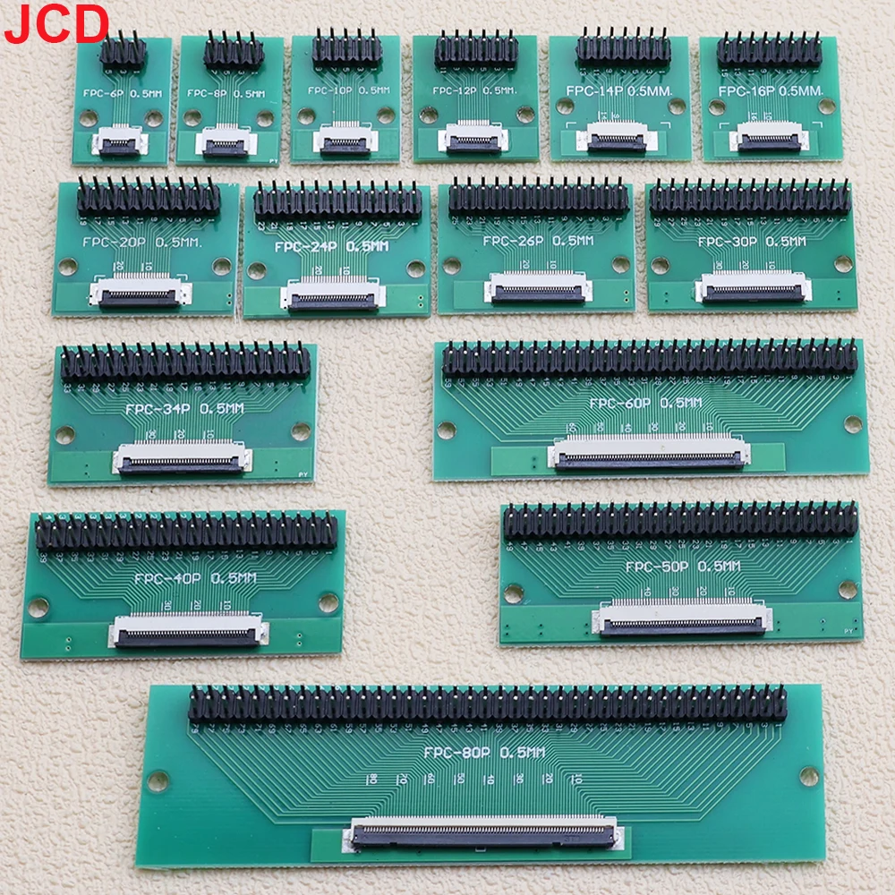 FPC/FFC Adapter Board 0.5mm Connector To 2.54mm Double Row Straight Pin Socket 4/6/8/10/12/16/20/24/26/30/36/40/46/50/60/80Pin