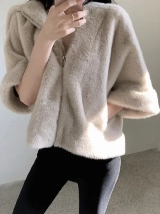 

Осенне-зимняя винтажная женская куртка-жилет из искусственного меха с капюшоном в корейском стиле, свободного кроя, универсальная, с эффектом высококачественного плюша