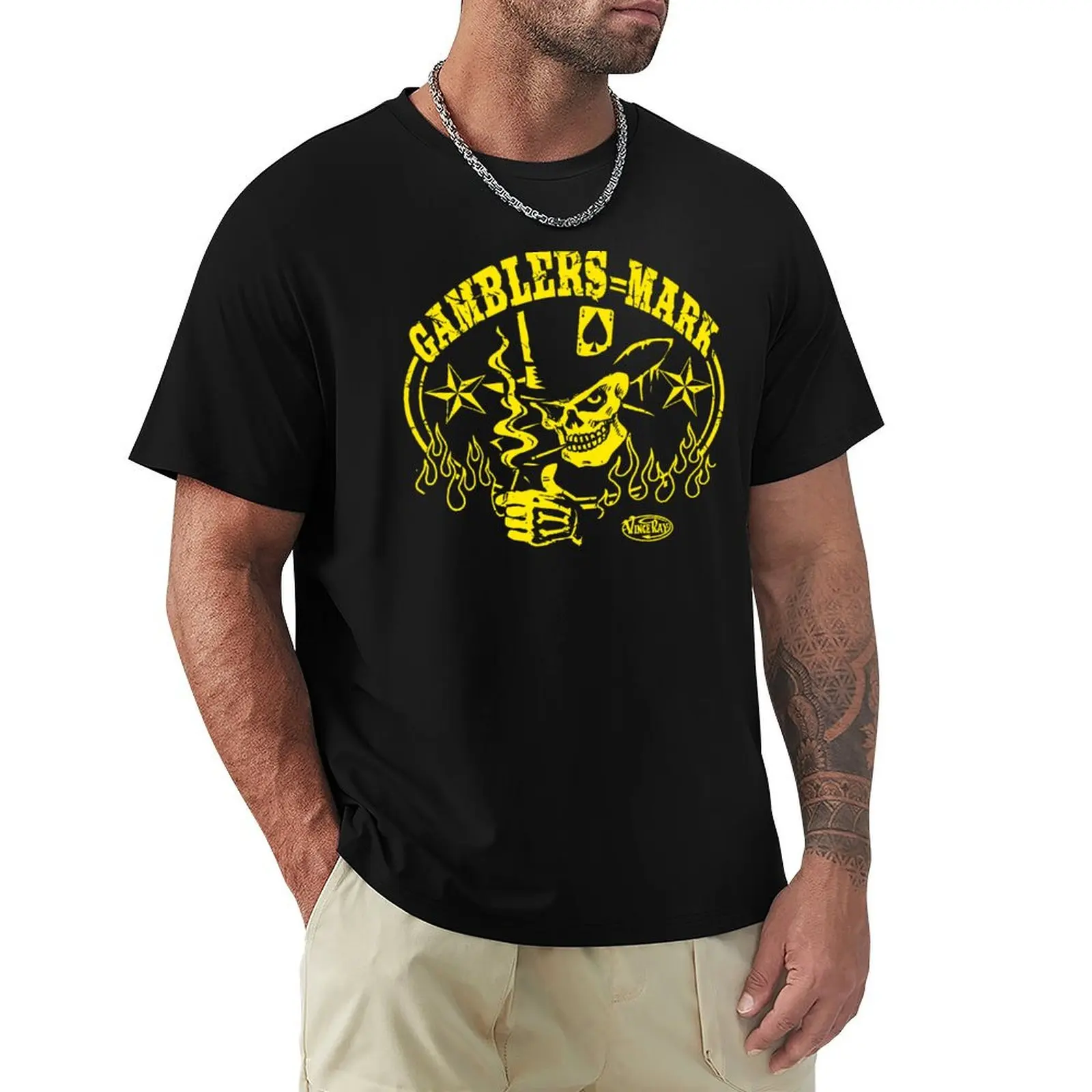 Vince Ray : Gamblers Mark T-Shirt Novelty Graphic Tee Shirt