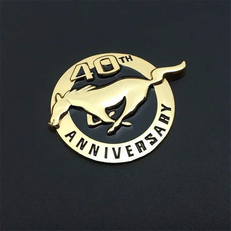 Car Accessories 8X7CM Running Horse 40TH ANNIVERSARY Logo Emblem Metal Badge Rear Turnk Car Sticker for Ford Mustang Shelby GT - view 6