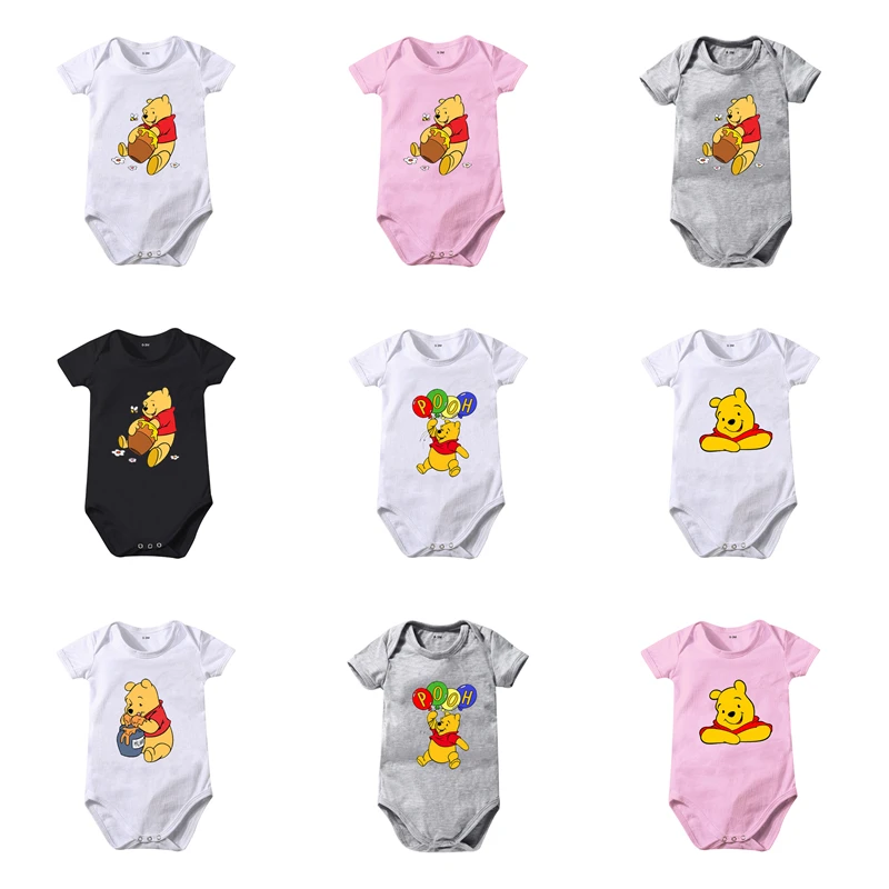 

Комбинезон с короткими рукавами для новорожденных мальчиков, хлопковый комбинезон с принтом винни-Пуха и медведя, летние наряды, комбинезон для девочек, костюмы