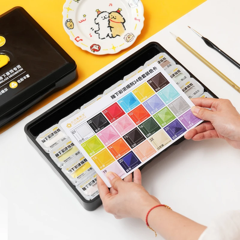 Ceramic Underglaze Color Concentrate 24 Colors 30ml Jelly Pigment Tool Set for Ceramic Painting Coloring Pottery Glaze