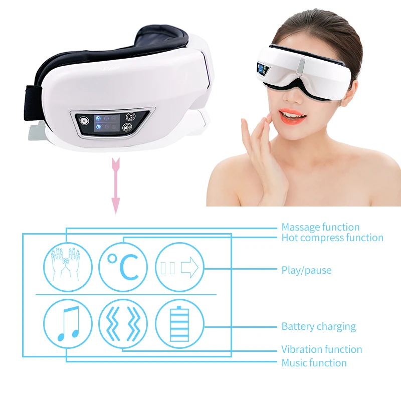 Electric Intelligent Eye Massager With Hot Compress Airbag Vibration Kneading and Relaxation Bluetooth Eye Protector Eye Mask