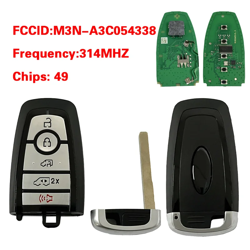 

CN018156 Aftermarket 5button P/ N: M3N-A3C054338 Smart Remote key For Ford Lighting EV 314mhz ID49 Chip