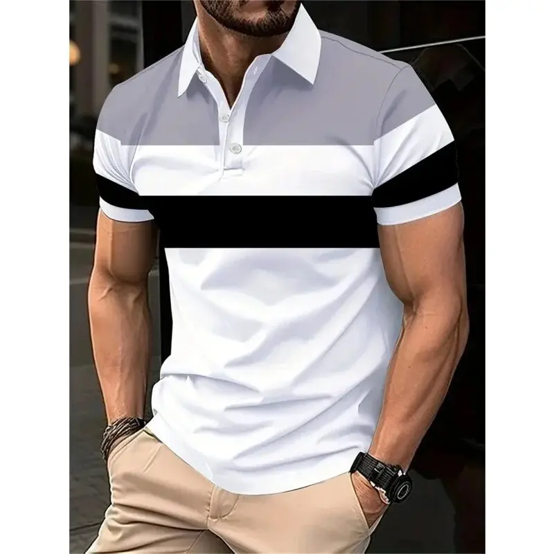 

Fashion Striped Plaid Pattern Men's Polos T-Shirts 3d Printed Short Sleeve Street Trend Simple Male POLO Tee 6XL Plus Size Tops
