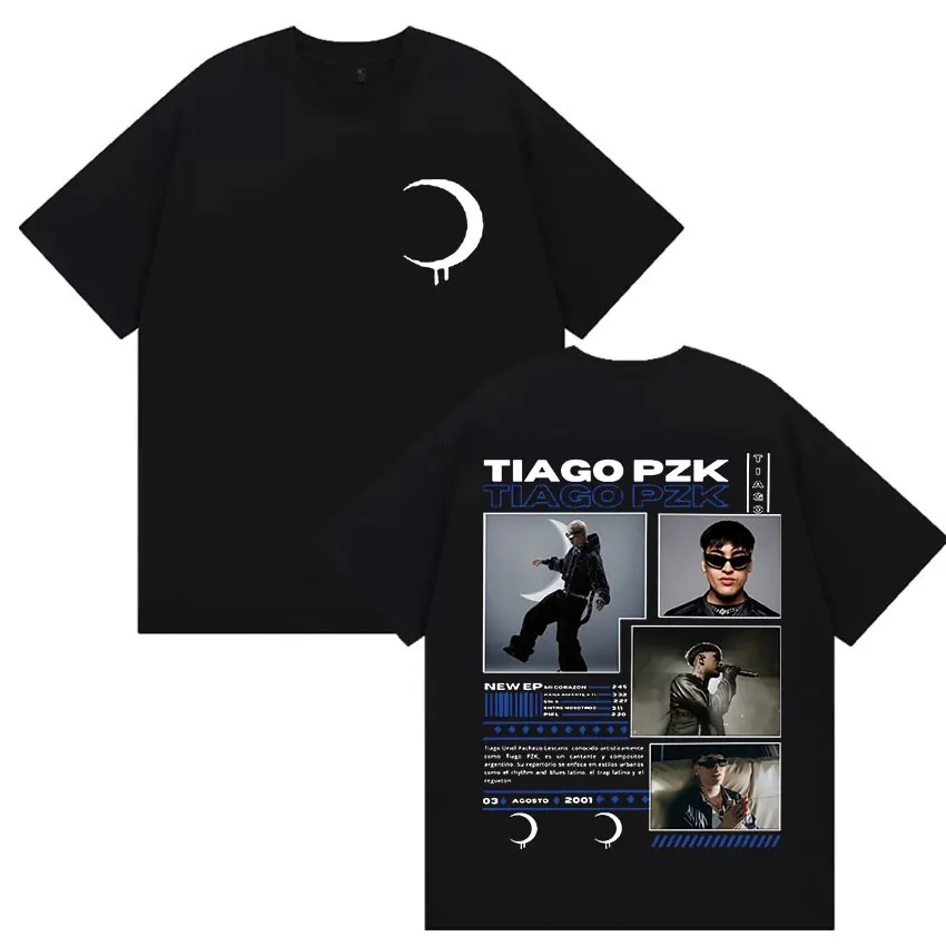 Camiseta de rapero TIAGO PZK Album 2025 Merch, camisetas góticas de manga corta de Hip Hop para hombre, ropa Punk Unisex, Camiseta de algodón con cuello redondo