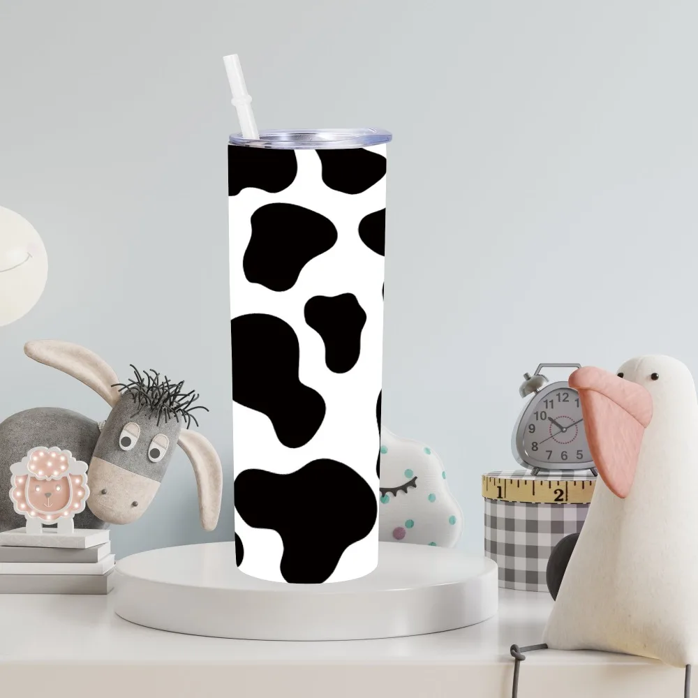 Cow Print Tumbler with Lid and Straw Insulated Thermal 20 oz Cow Print Cups Cute Coffee Cup Tumbler for Outside Travel Camping