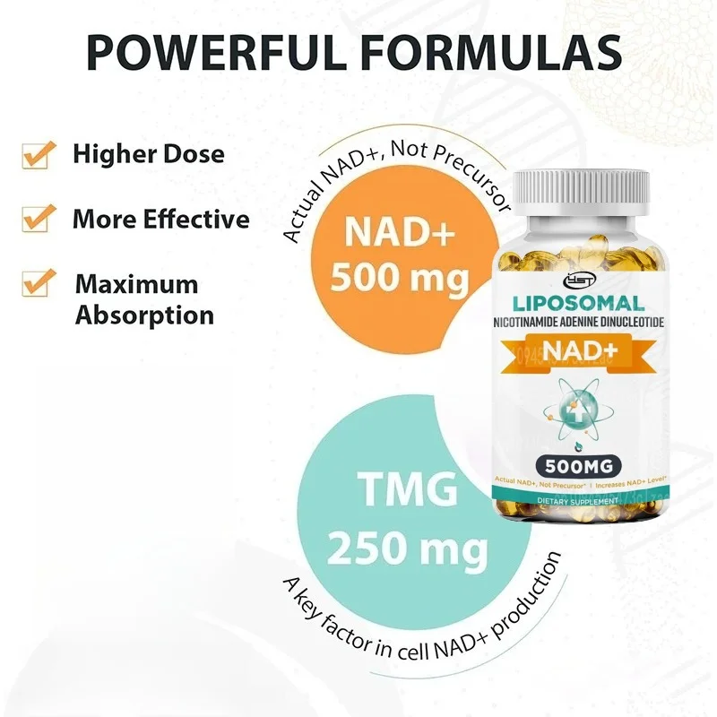 Liposomal NAD+supplement 500mg, High Absorption, Containing TMG, Supporting Cellular Energy, Healthy Aging
