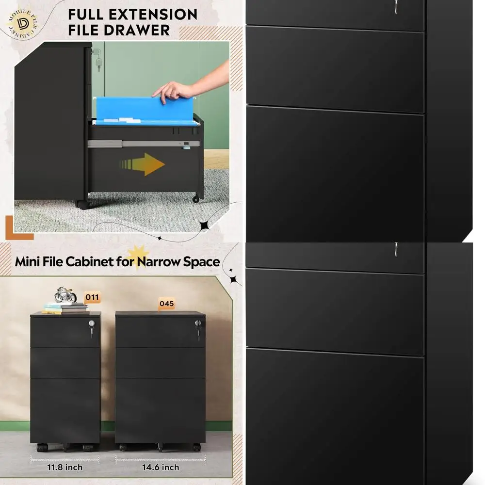 Black Metal 3-Drawe…