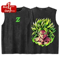 Dragon Ball Inspired Broly Washed Tank Top – Oversized Anime Gym Vest - Image 2