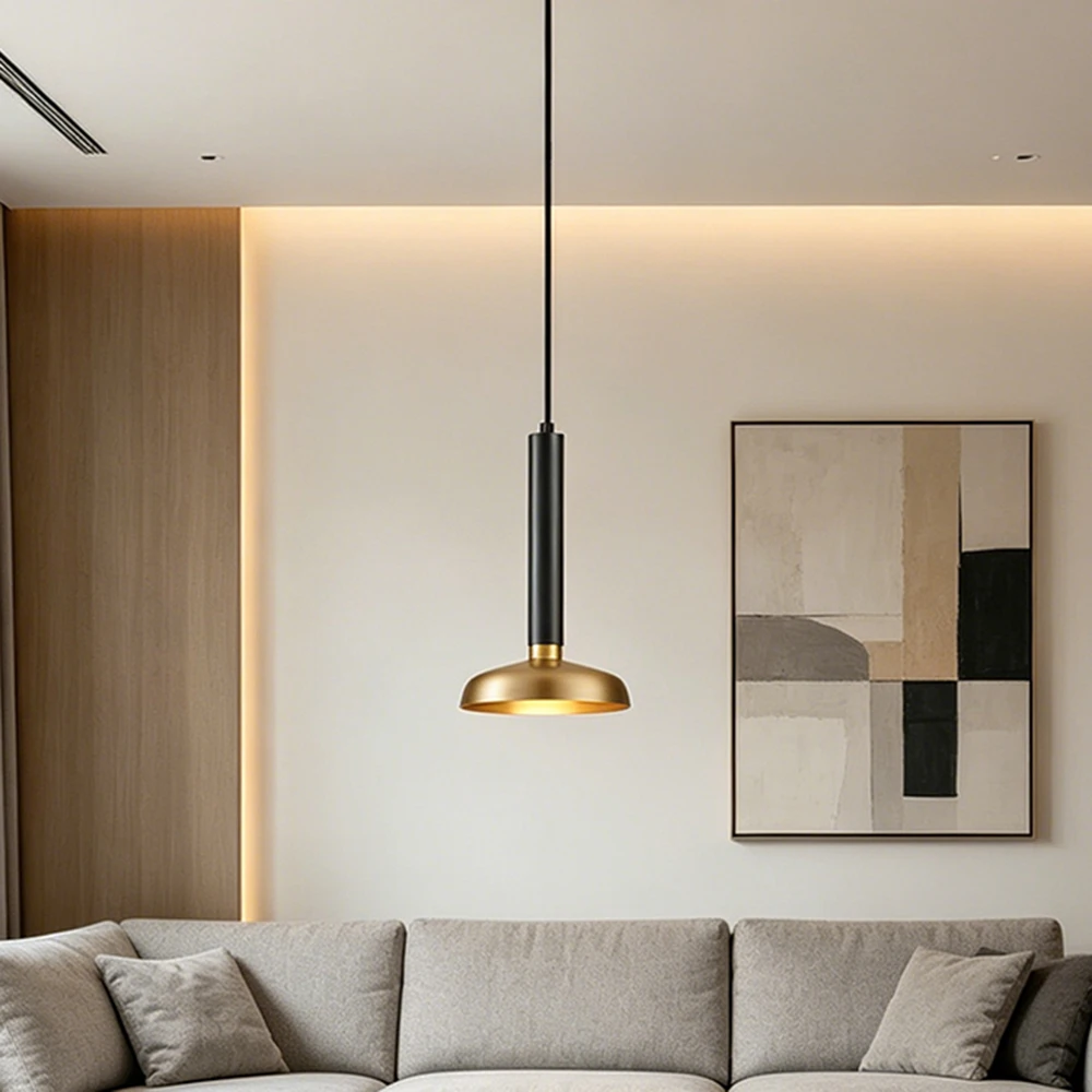 Luxury Metal Brass Pendant Lamp, Single Head Mini Hanging Light, Modern Ceiling Light for Dining Room Bar Counter Home Decor