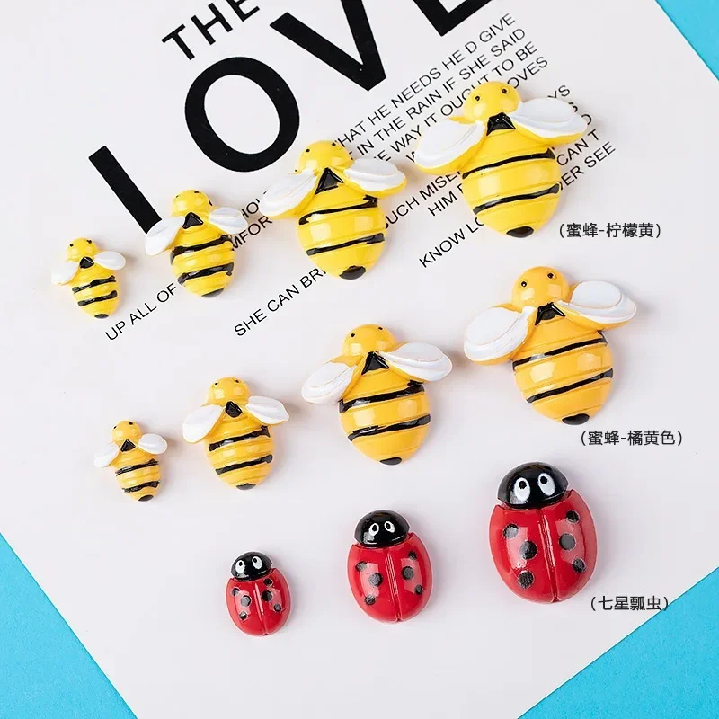 New Cute Mini Honeybee Resin Figurine Crafts Flatback Cabochon Ornament Jewelry Making Hairwear Accessories