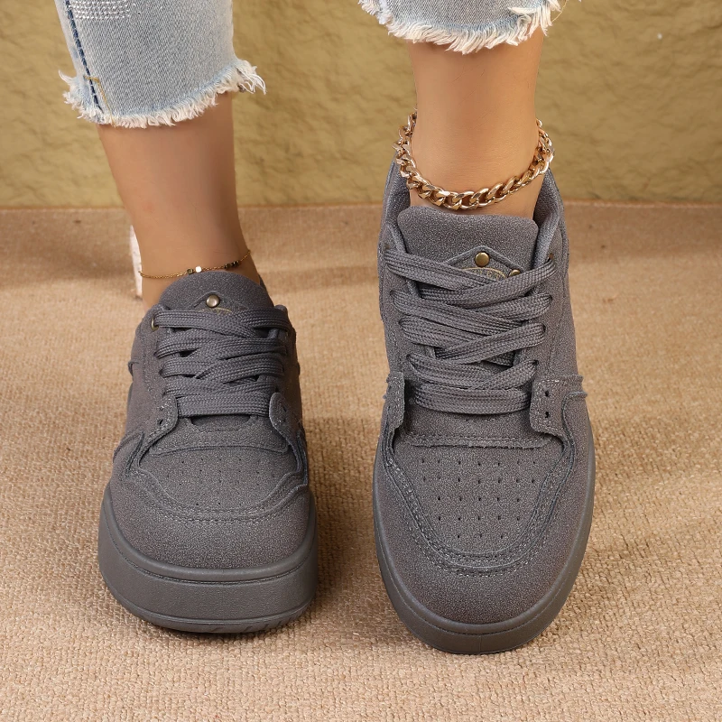 2025New Thick-Soled Women's Sneakers Height-Increasing Loafers Lace-Up Versatile Sports Casual Shoes Trendy Shoes
