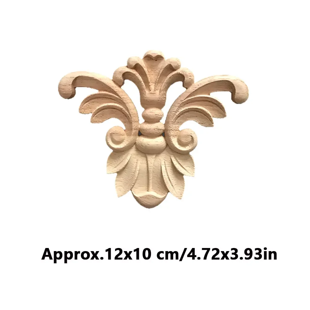 4 Pcs European Wood Carved Unique Corner Onlay Applique Unpainted Furniture Frame  Cabinets Windows Decorative 12x10cm