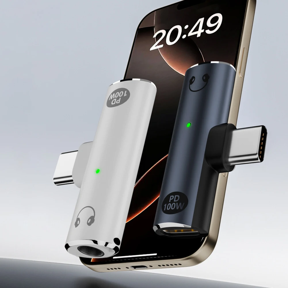 2 في 1 USB نوع C إلى 3.5 ملم محول سماعة الرأس والشاحن PD 100 واط محول الصوت Aux نوع C محول لشاومي هواوي آيفون 15 16