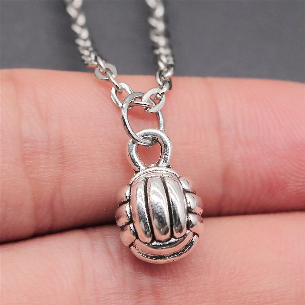 Dropshipping 2 Colors 10mm 3D Volleyball Pendant Necklace Jewelry For Women