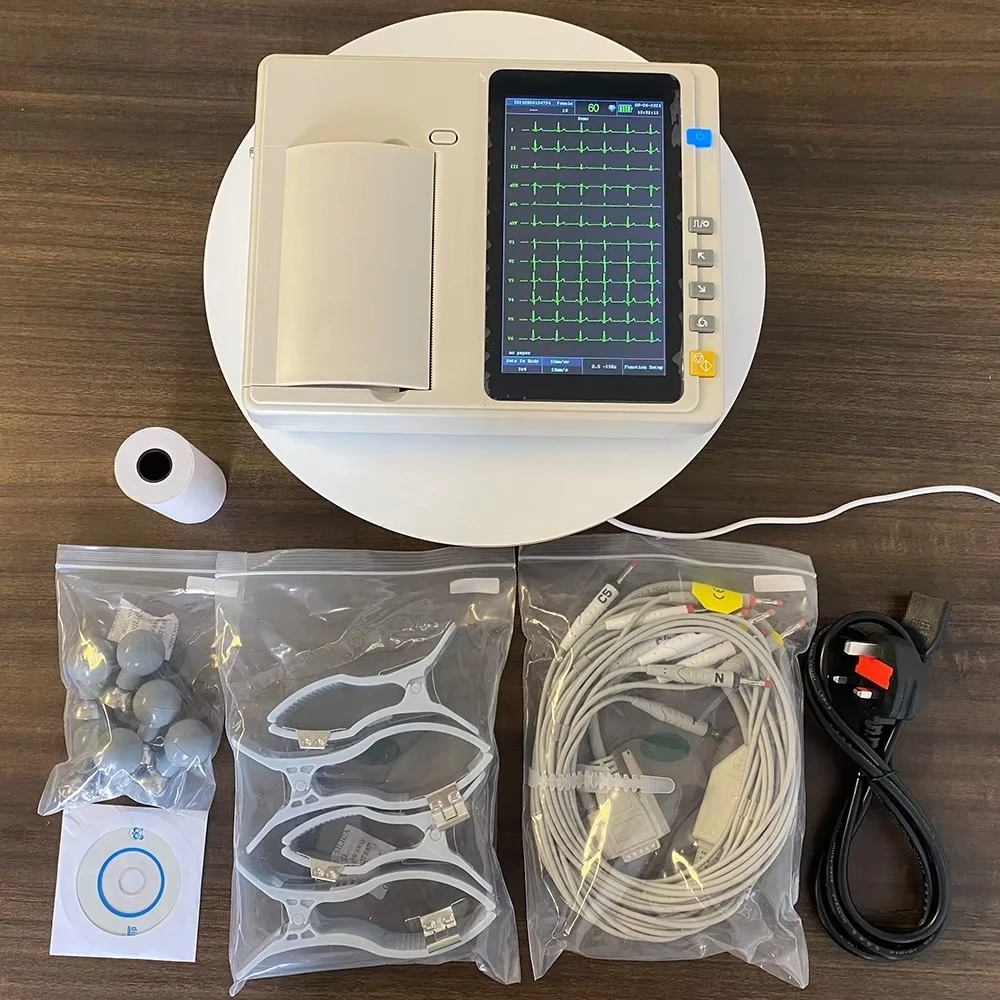 Portable 12 Lead 3/6/12 Channel EKG Device Veterinary Electronic Handheld ECG Machine for Heart Monitoring