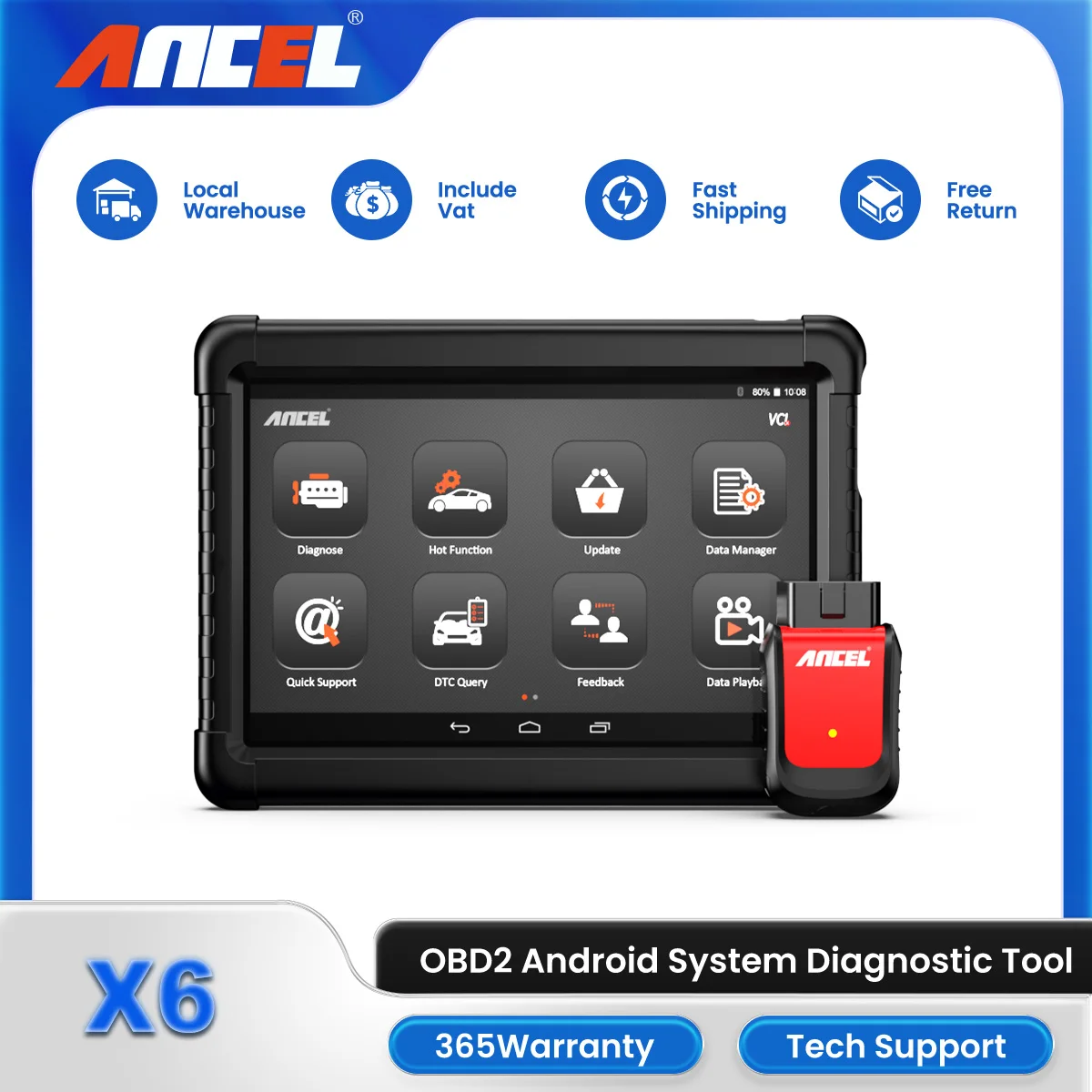 ANCEL X6 OBD2 Professional Automotive Scanner All System Bluetooth Airbag EPB DPF ABS Reset Scanner OBD 2 Car Diagnostic Tools