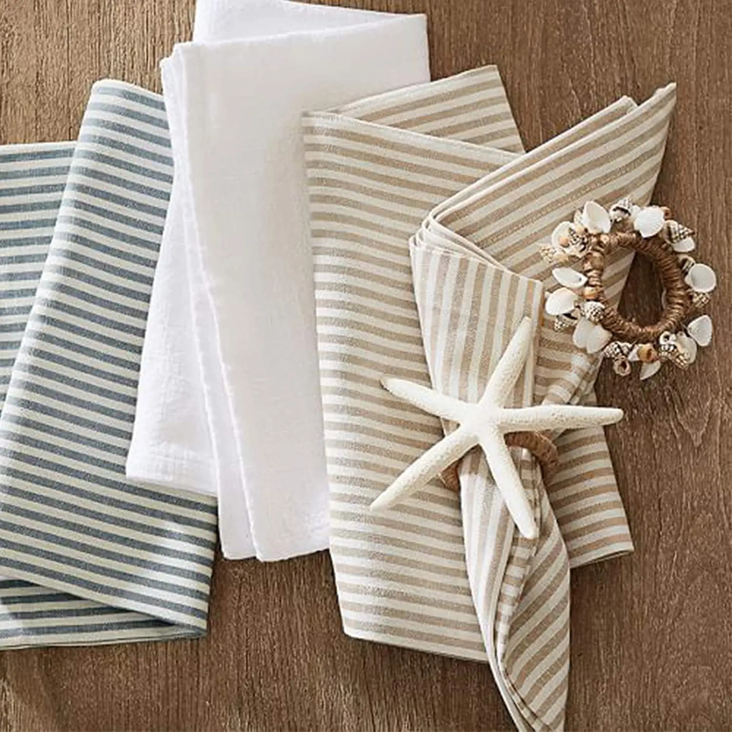 A20F-Napkin Rings Set Of 6, Sea Star Napkin Ring For Starfish Serviette For Tables, Wedding, Birthday, Banquet, Christmas