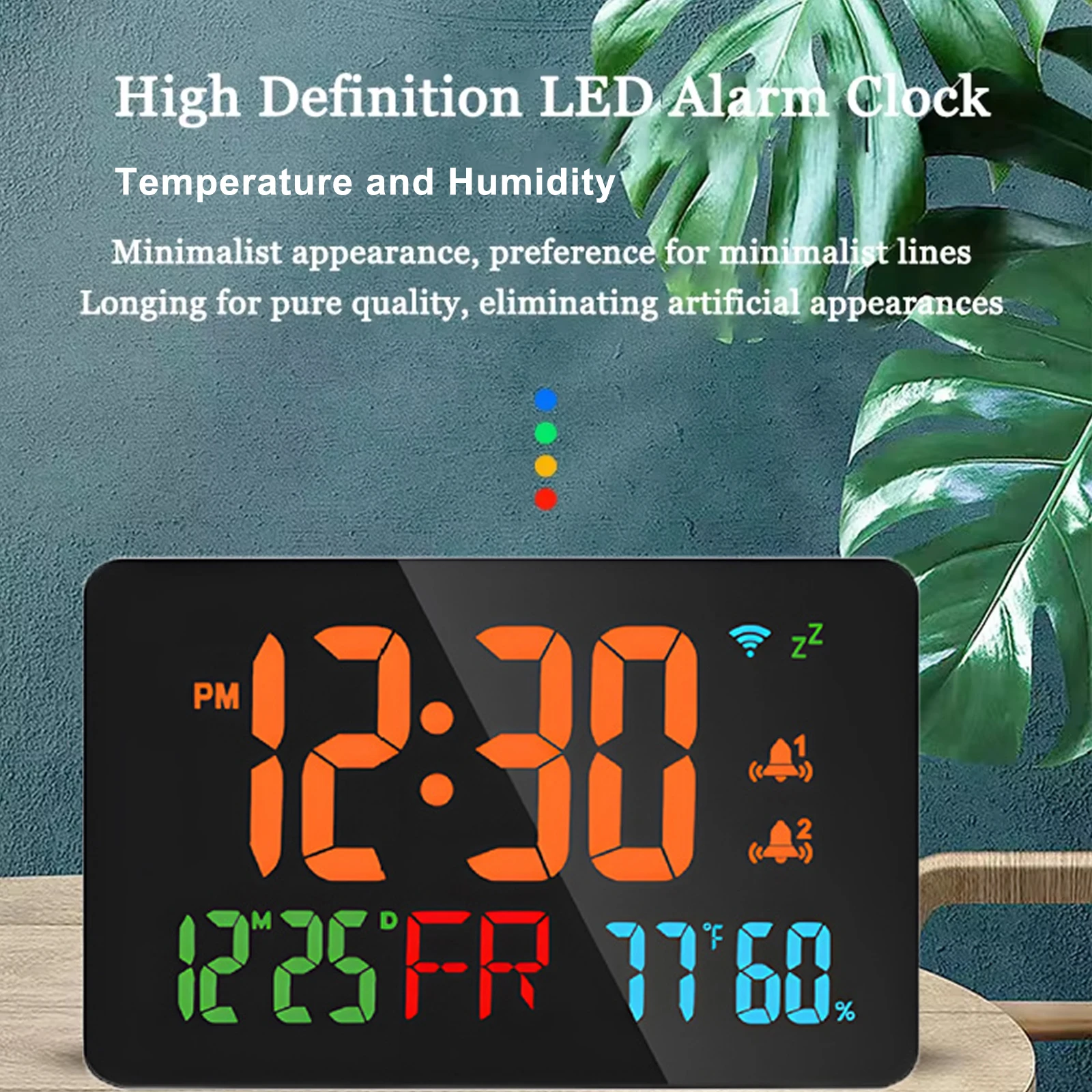 

Tuya WiFi Desktop Clock Calendar Intelligent Thermometer Hygrometer with Digital LED Display Support WIFI Auto-Calibration