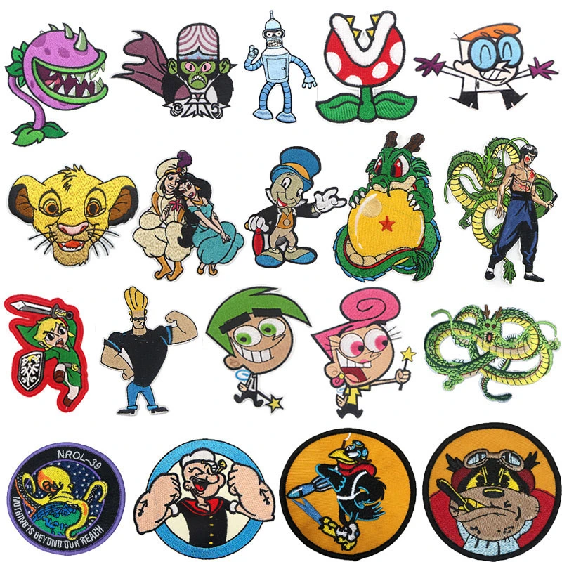 Disney-Desenhos Animados Anime Bordados Patches, Adesivos Decorativos, Emblema de Ferro, Popeye, Dinossauro, Roupas, Bolsas, Chapéus, Acessórios