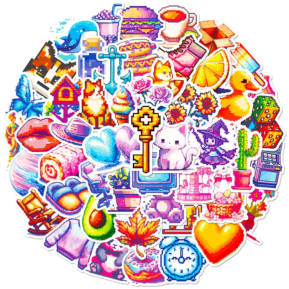 

10/30/50pc INS Style Cute Pixel Cartoon Aesthetic Stickers Graffiti Laptop Phone Scrapbook Waterproof Kawaii Sticker Kids Toys