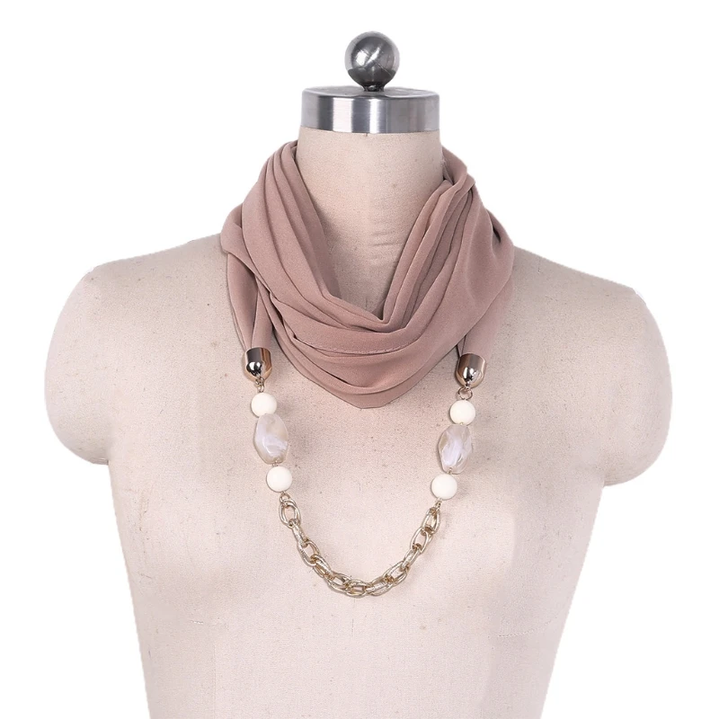 New Womens Necklace Sash Scarf With Jewelry Pendant Shawl Gift