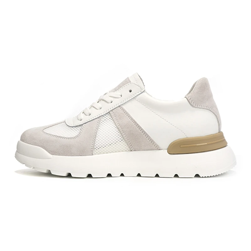 Baskets décontractées en cuir véritable pour homme - Couleur unie, chaussures d'extérieur et de skate_voghion.com