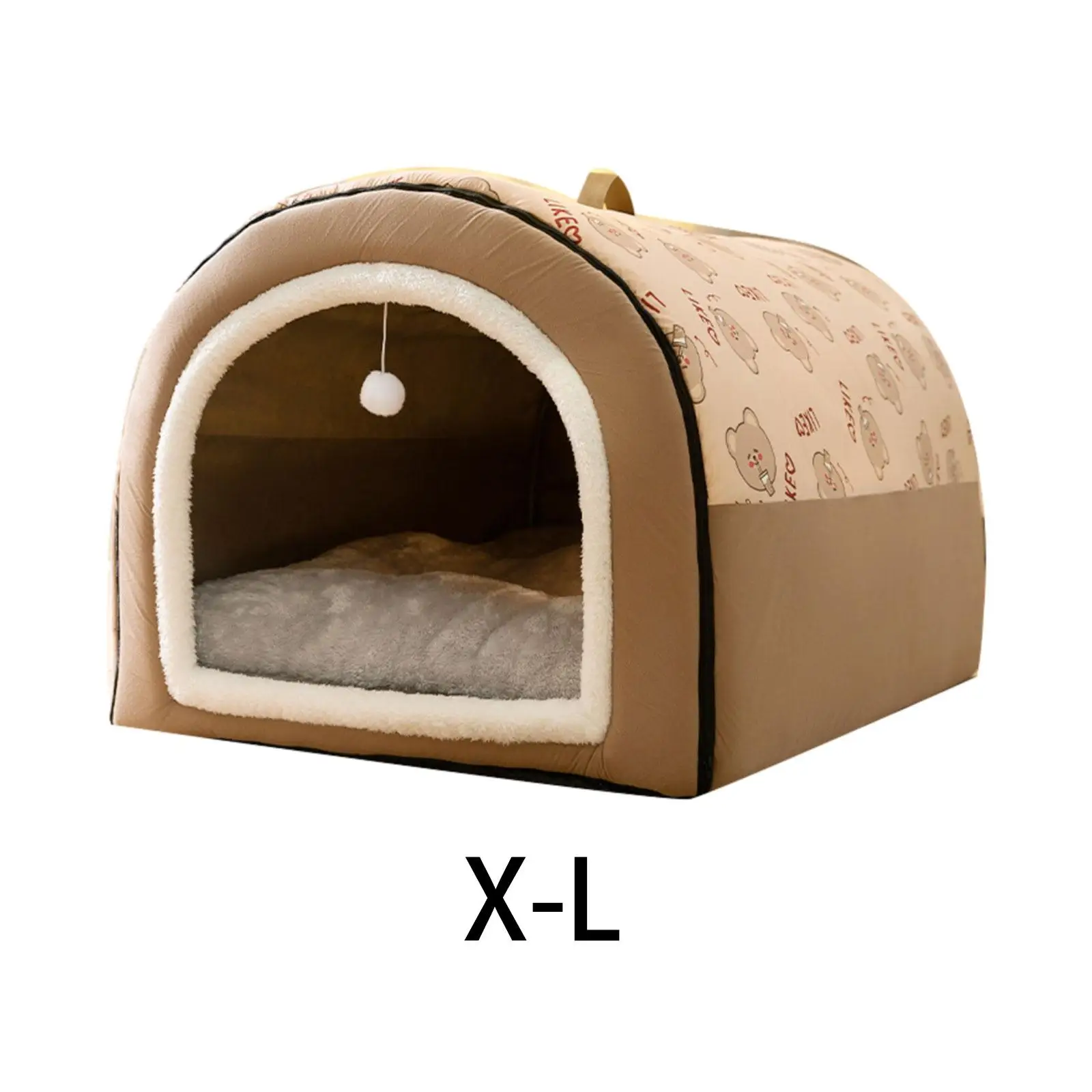 Pet Cat Dog House Warm Soft Nest Cozy with Cushion Dog Tent Pet Shelter 2 in 1