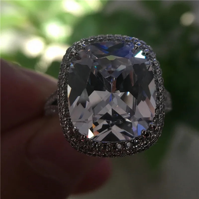 Luxury 8ct Diamond Ring 925 Sterling Silver Jewelry Court Engagement Wedding band Rings for Women Bridal Party accessory 5