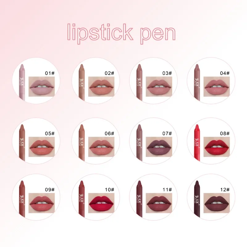 Nude Series Velvet Matte Lipstick Pen Waterproof Long-lasting Red Lipstick Pen Non-stick Cup Makeup Lip Gloss Pen Cosmetics