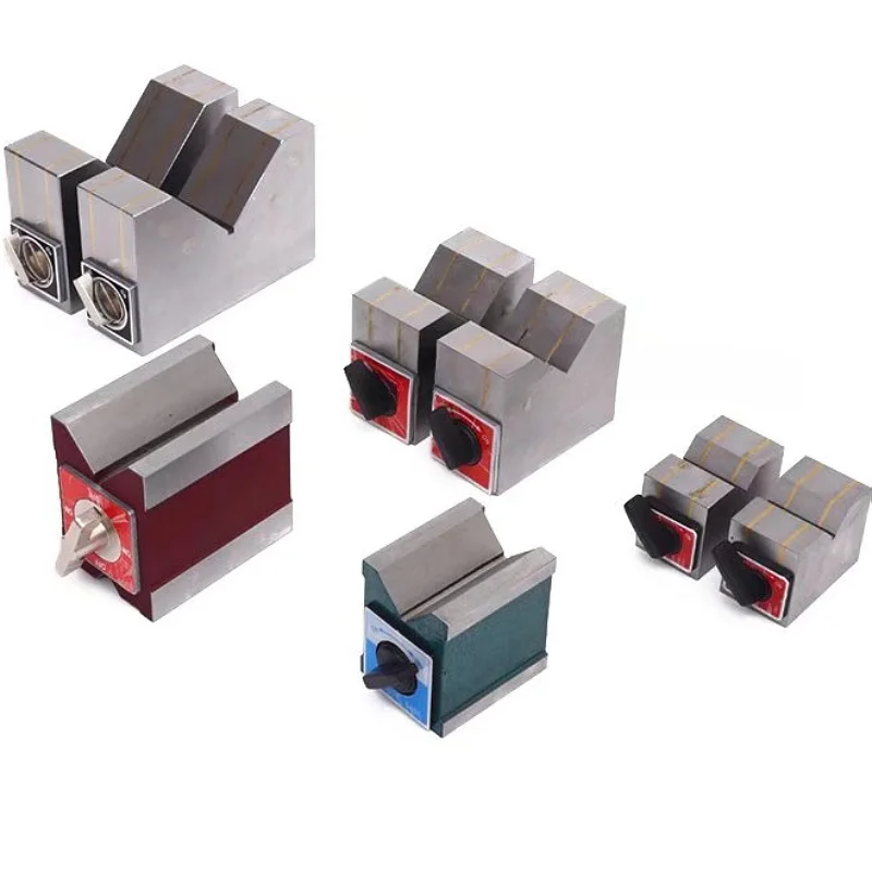 Precision magnetic V-type iron block inspection V-shaped frame triangular table wire cutting switch magnet block 50B 80B 125B