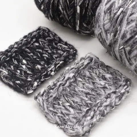 Marled Knitting Yarn Crochet Wool Blend Fluffy Thick Yarn Cool and Stylish Grey Black Yarns for Knitting Scarf and Hat for Men
