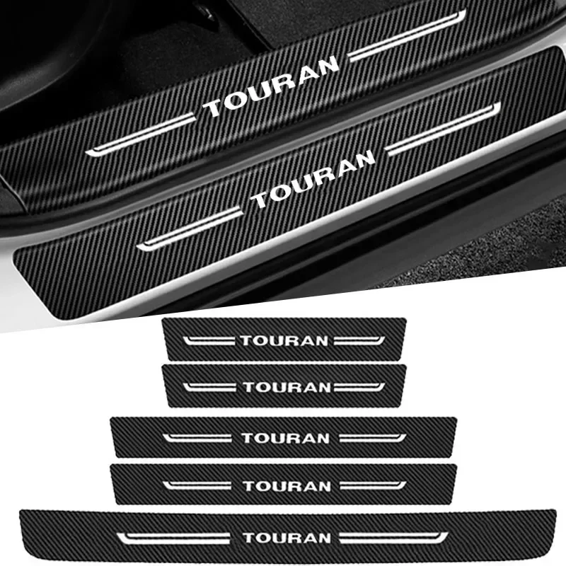 Car Front Rear Door Threshold Stickers Emblem Door Sill Scuff Plate Guard Decal for VW TOURAN Badge Accessories