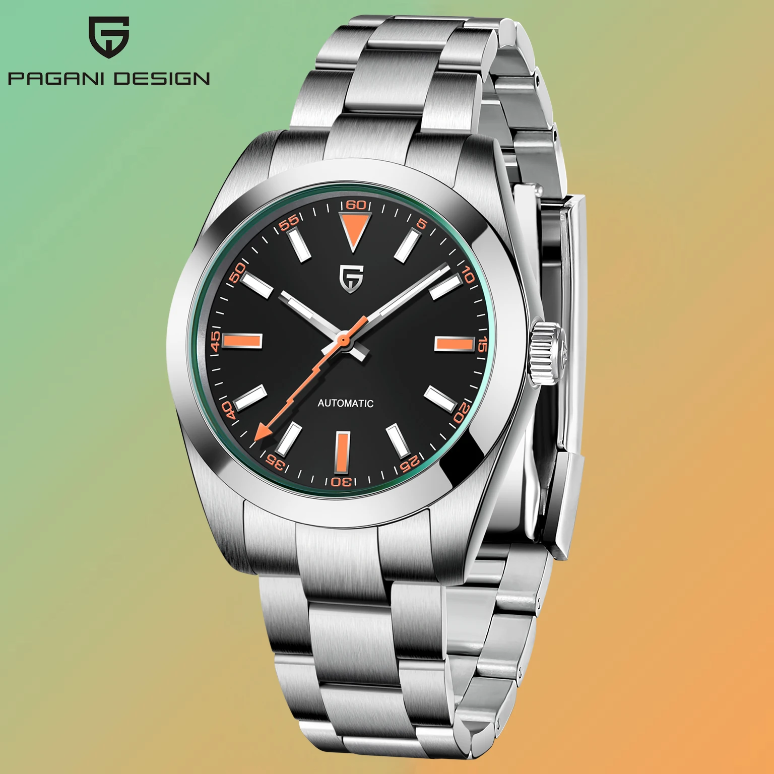 PAGANI DESIGN Men's Watches Luxury Automatic Watch for Men Green Glass Mechanical Watches AR Sapphire crystal Wristwatch Men