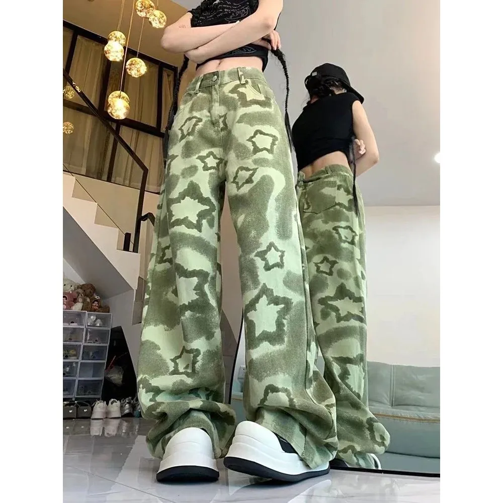 

American Stars High Waist Y2K Vintage Denim Jeans Women Straight Leg Clean Fit PVC Material ex Winter Collection