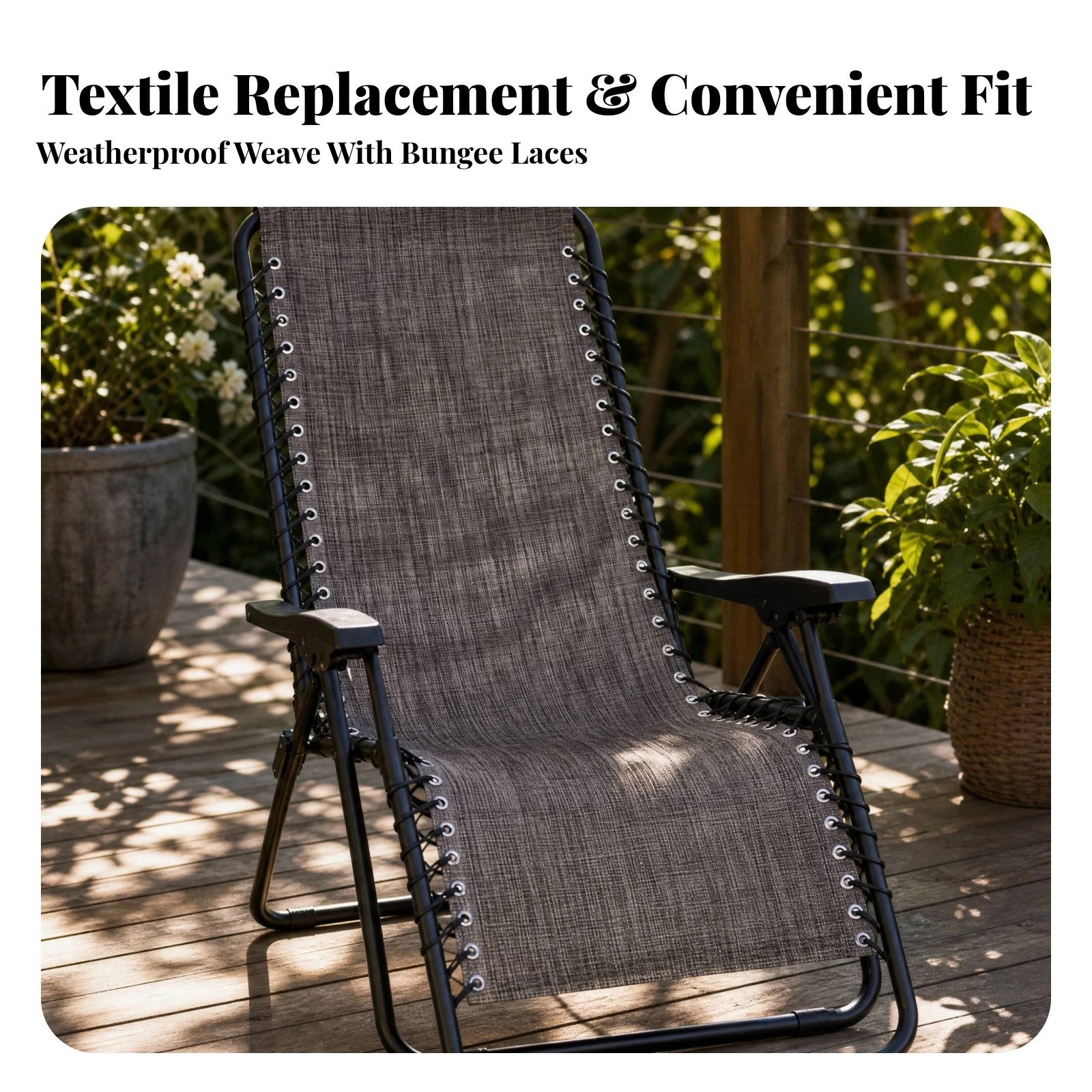 Chair Cover with Eyelets and Elastic Cord Easy to Install Beach Sling Chair Replacement Cloth Wear-Resistant Breathable