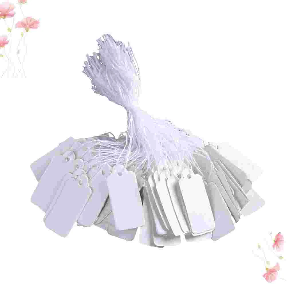 190PCS Clothes Tags Label Tags with String Display Label for Product Xmas Name Tag Display Tags with String White Writable Tags