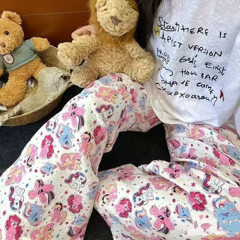 Cute My Little Pony Pajama Pants Anime Lady Thin Cartoon Printed Long Pants Loose Leisure Homewear Student Pajamas Girl Gif view 2